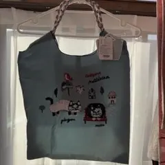マチルダさんの 猫刺繍 トートバッグ 水色