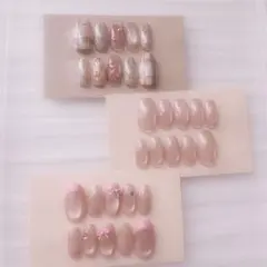 現品　ネイルチップ　まとめ売り　マグネット　ピンク　ショートバレリーナ