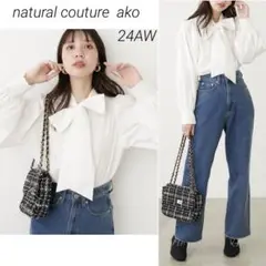 natural couture akoシャーリングカフスBIGボータイブラウス