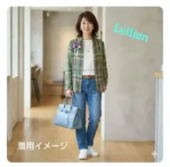 レリアン 格子柄 シャツブラウスリネン11L