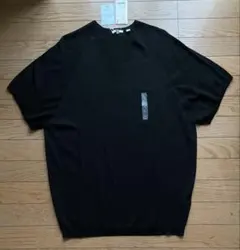 新品 ほつれあり UNIQLO エクストラファインメリノVネックチュニック黒L