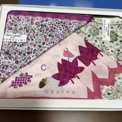 新品！CELINE セリーヌ もみじ ハンカチ ロゴ ジャガードとリバティー2枚