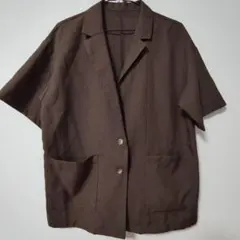 GU　半袖テーラードジャケット ブラウン カジュアル ゆったり　ジーユー