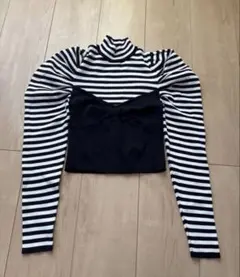 ZARA ストライプ タートルネック クロップドトップス