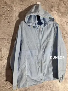 ☘️DUNLOP 水色 フード付き ジッパー ウィンドブレーカー パーカー