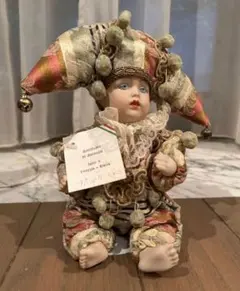 未使用 美品 サンキョー White Clown ピエロ ビスクドール箱付日本製