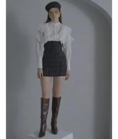 eimy istoire ハイウエストツイードミニスカート