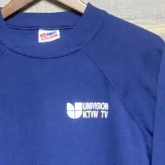 90s USA製 ヘインズ 古タグ 企業系 ビンテージ スウェット 映像系 濃紺