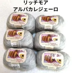 リッチモア《アルパカレジェーロ》ライトグレー系　6玉　ループヤーン