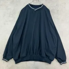 USA製　ピステ　プルオーバージャケット　リブライン　無地　古着　ネイビー　XL