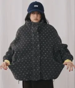 ハートドット柄ボアジップブルゾン