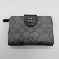 COACH 新品未使用 ブラック シグネチャー 二つ折り財布