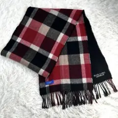 極美品　ブルーレーベル チェック　マフラー 赤×黒 リバーシブル　ストール