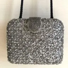 シルバー ビーズ スパンコール パーティーバッグ