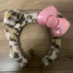 ヒョウ柄ピンクリボンカチューシャ