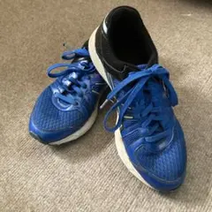 青　アシックス　キッズスニーカー メッシュ素材　24.5