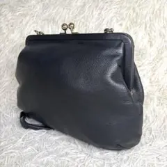 kvell がま口 2WAY ショルダー ハンド バッグ レザー 斜め掛け 黒のサムネイル