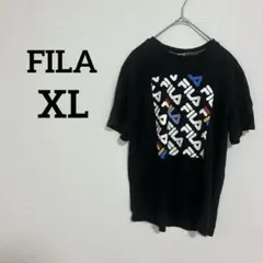 FILA【XL】 半袖Tシャツ 黒 フィラ ブラック プリントシャツ