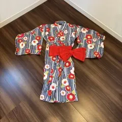 花柄ストライプ浴衣と赤帯