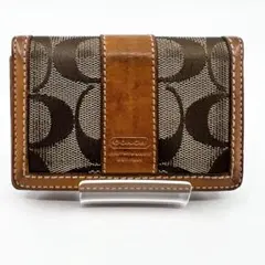 COACH コーチ 二つ折り財布 ブラウン/ベージュ ラウンドファスナー