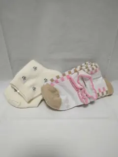 小花柄　チェック柄　ソックス　3足セット