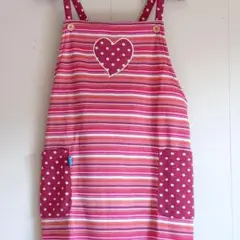 裏起毛 ハート刺繍付きサロペットエプロン