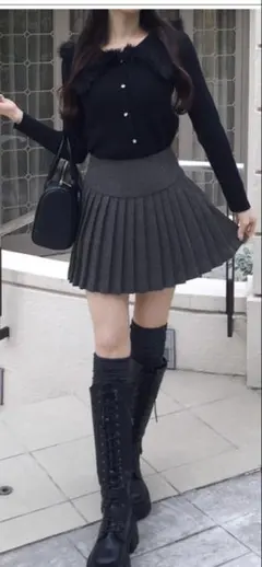 GRLインパン裏地付きプリーツ切替ミニスカートai145