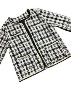 ノーカラーツイードニットジャケット　卒業　入学　セレモニー