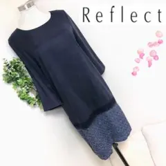 リフレクトの濃紺色ゆったり七分袖ワンピースM
