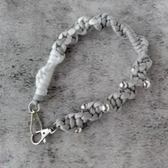 パラコード　ハンドストラップ　グレー×ホワイト　ミックス　シンプル