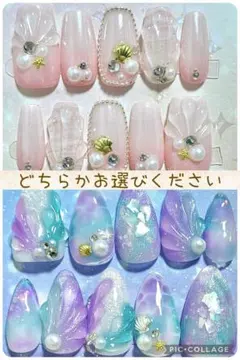 No25ネイルチップ 夏 マーメイド 貝殻 海 マグネット シェル - メルカリ