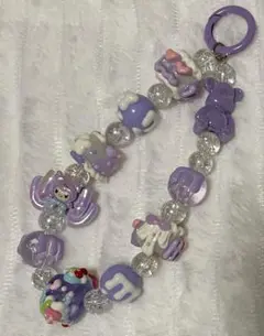 ハンドメイドビーズストラップ　バックチャーム　熊