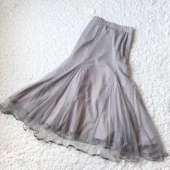 未使用タグ付⭐︎Louere 裾パイピングチュールマーメイドスカート L［A5］