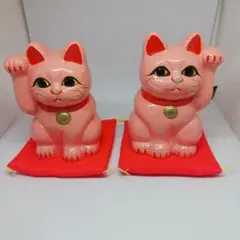 招き猫 3号(黄)貯金箱 2体セット 座布団付き - メルカリ