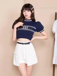 【ダーリッチ】DDハーフスリーブニットトップス