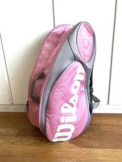 【希少】ウィルソン『Team』テニスラケットバッグ／リュック／ピンク＆グレー
