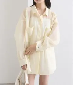 mystic シアーBIG長袖シャツ オーバーサイズ