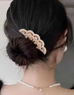 扇形 ヘアコーム 1個 ヘアクリップ アップヘア まとめ髪 シンプル ゴールド