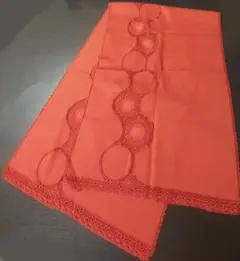 ウール系　着物ショール　赤