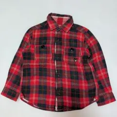 100★ミキハウスダブルB★くろくま刺繍ポケット付き！チェック柄シャツ★