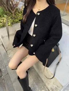 ウール ノーカラージャケット