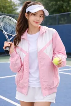 US OPEN テニス ウィンドブレーカー M ピンク ナイロン レトロ　可愛い
