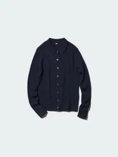 ユニクロ メリノリブポロカーディガン ネイビー Mサイズ