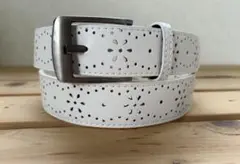 新品未使用◆牛革ベルト　カジュアル　ゴルフユニセックス　ホワイト