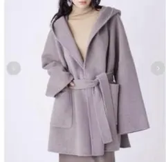 【美品】ミラオーウェン　ハーフ丈ポンチョ風リバーコート