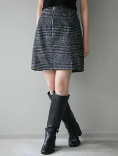 フロントZIPアソート柄ミニスカート グレンチェック柄ミニスカート Lumier