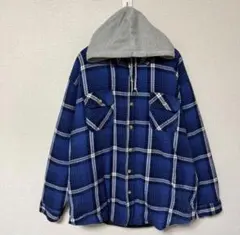 MOOSE CREEK フードフランネルシャツ ジャケット 古着 ブルー 2XL
