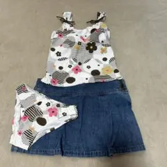 花柄水着セット（タンクトップ＋デニムスカート）