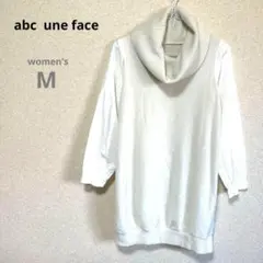 美品abcアンフェイスタートルネックオフホワイトニットチュニックコットン袖【M】のサムネイル