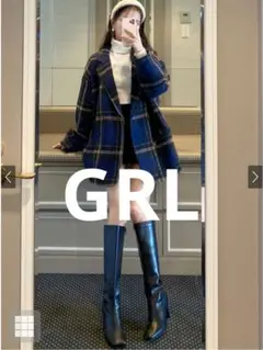 最終価格GRL グレイルチェック柄ツイードショートコート[snk978]匿名配送